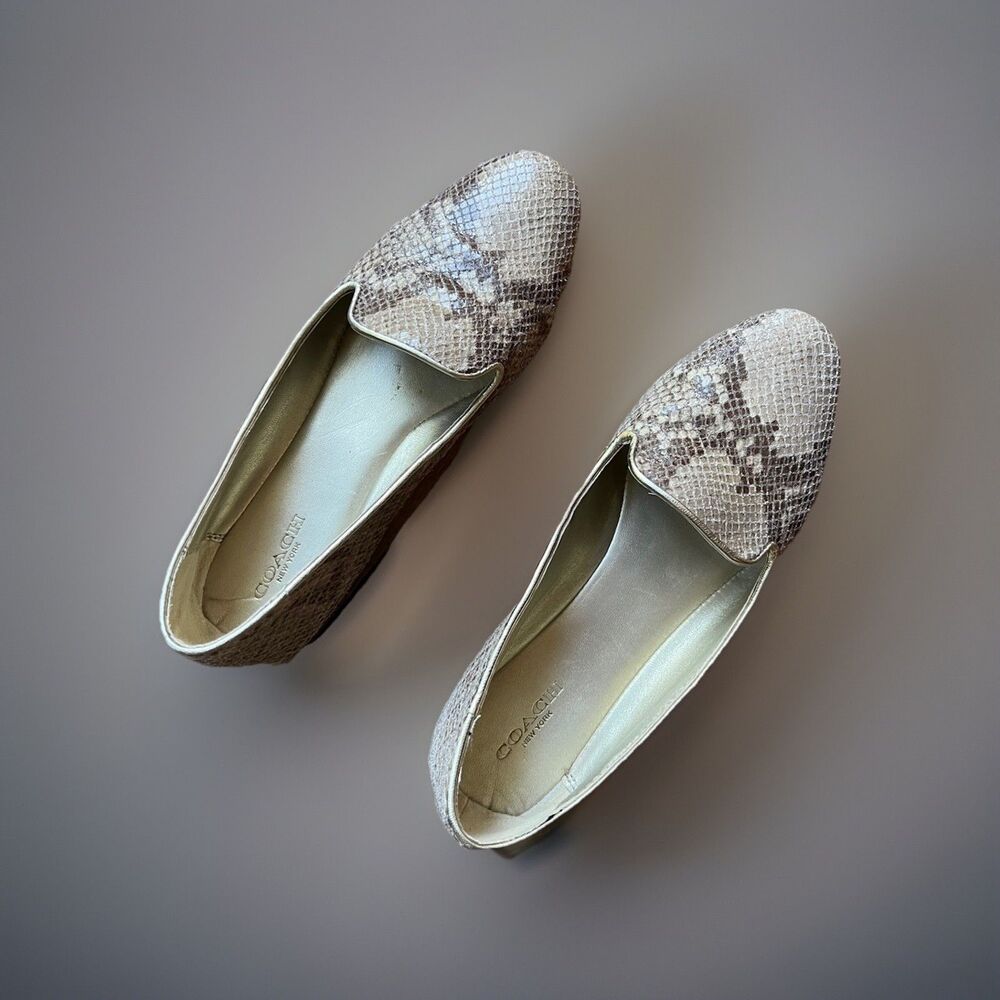 COACH Utopia Leather Snakeskin Flat Slip On Loafer Shoes Womens Size 7.5